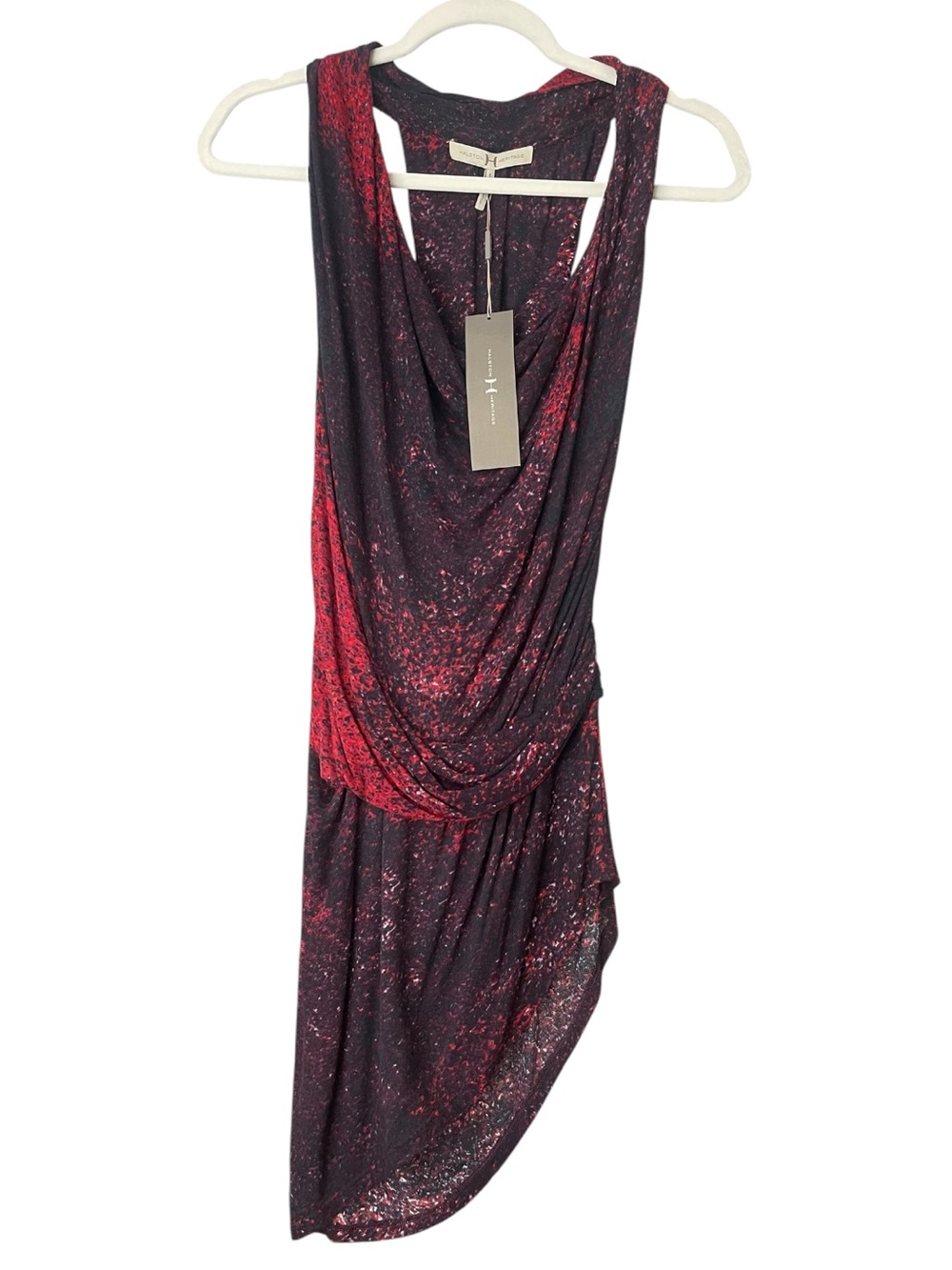 Halston Heritage Cut Coupe Draped Asymmetrical Dress NWT Size 8 Plum